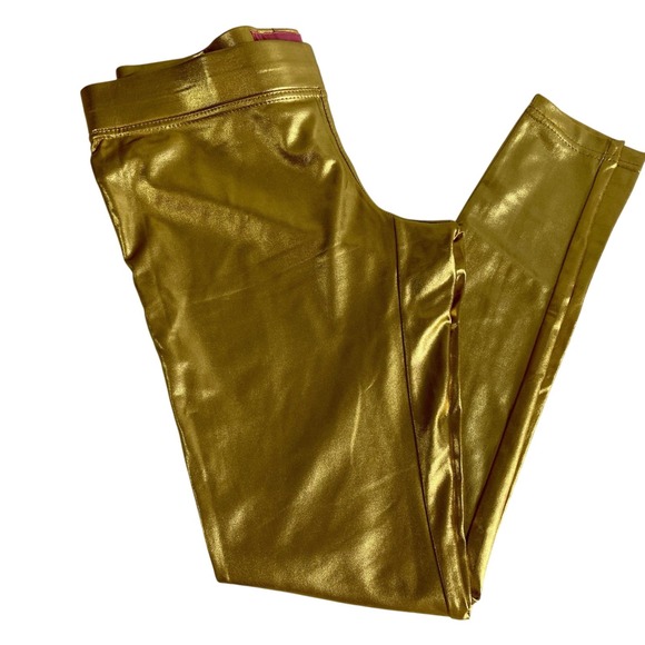 Tipsy Elves Leggings Women's Sm Gold Metallic Shiny Disco Pants Festival Costume - Picture 1 of 5